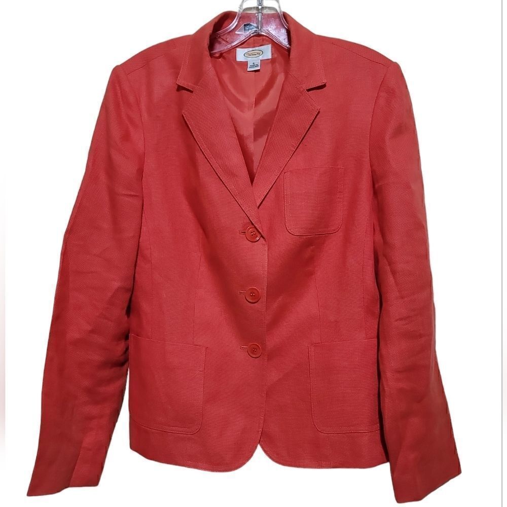 Talbots Women's Orange Linen Blazer Sz 6